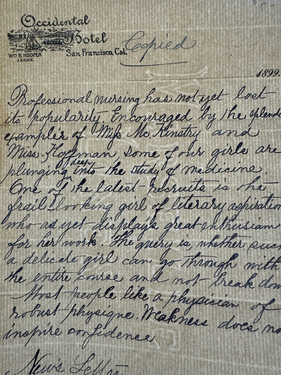 Occidental Hotel San Francisco 1851 stationery image 3