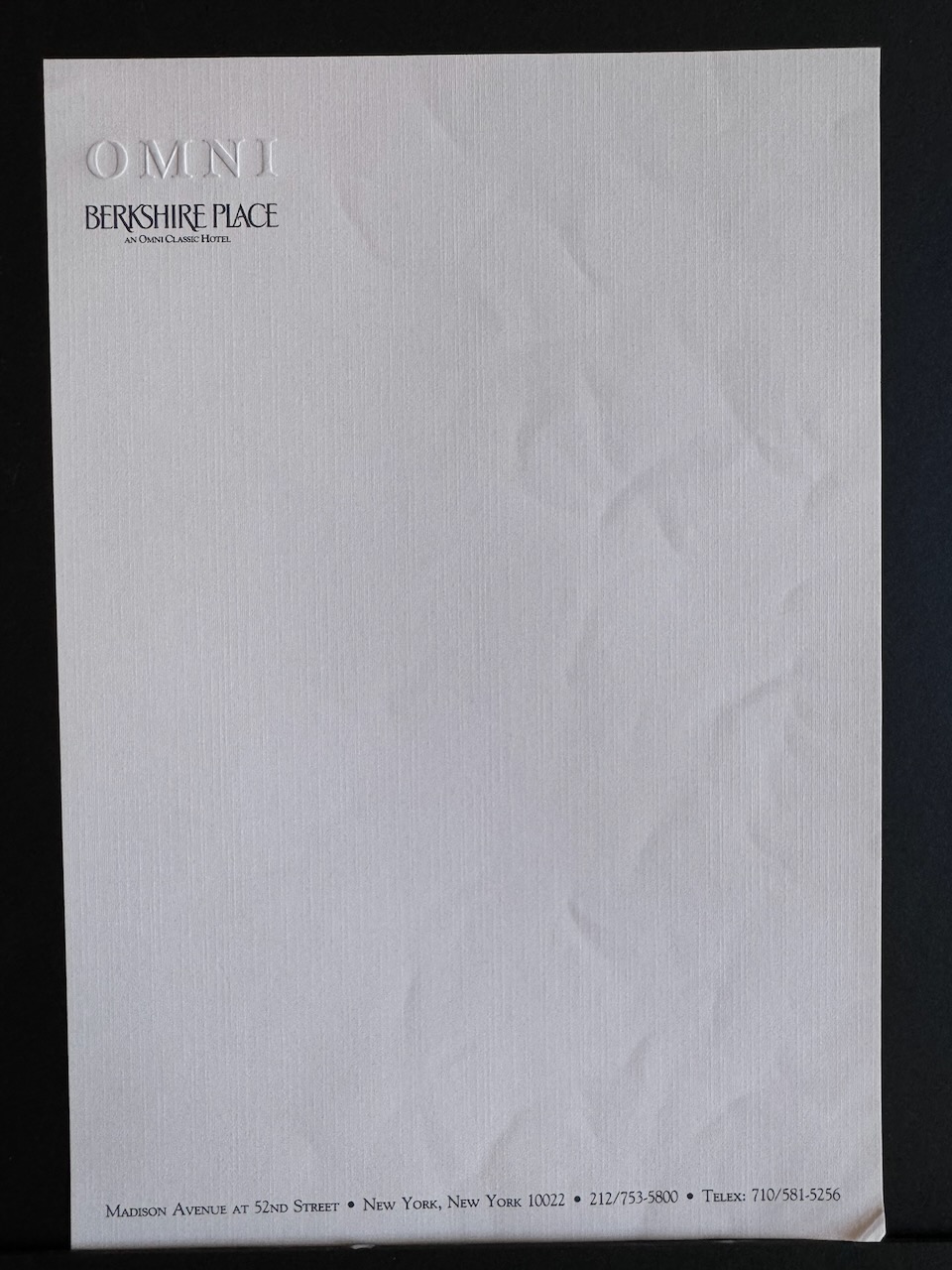 OMNI BERKSHIRE PLACE stationery image 3