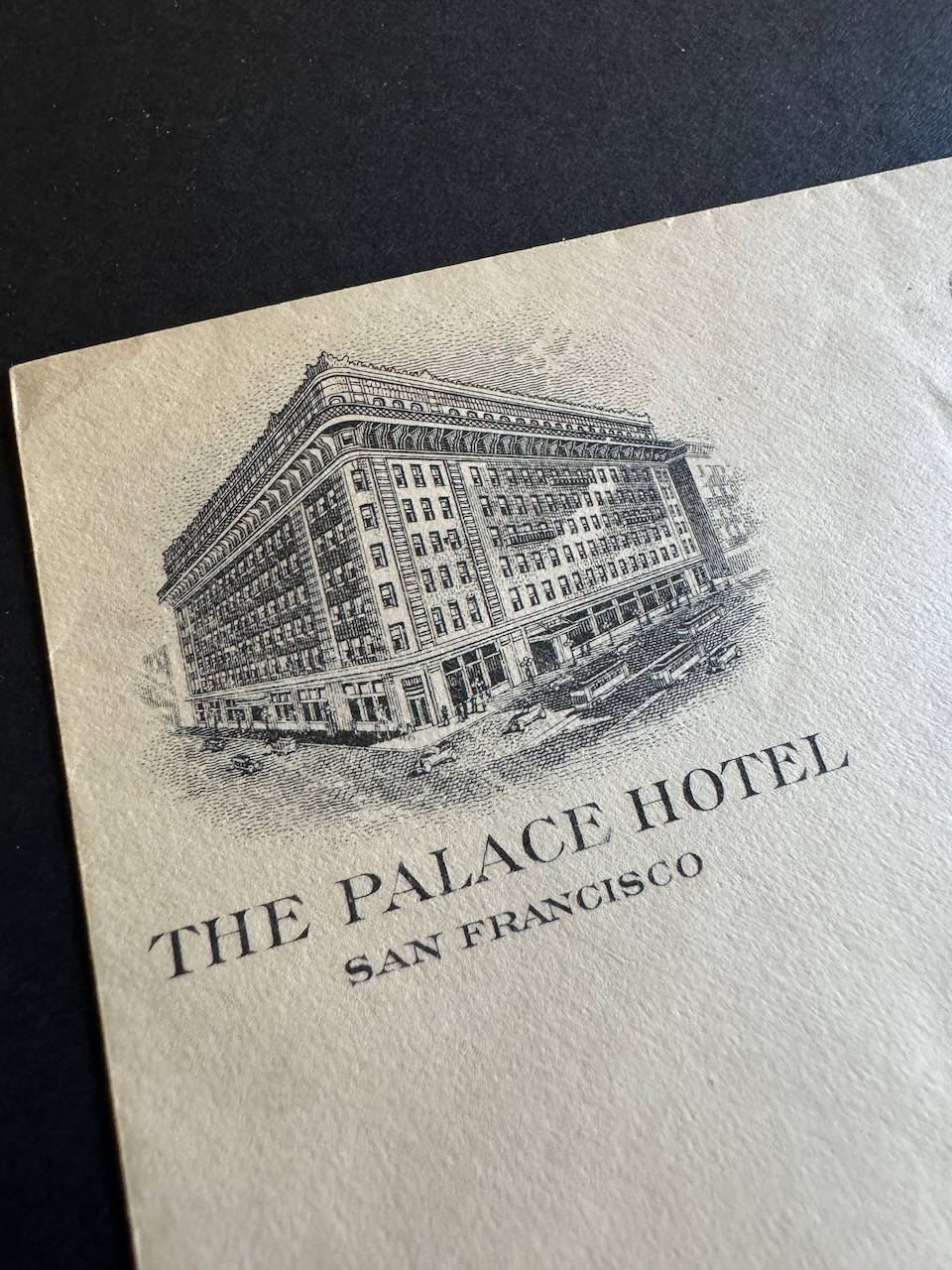 Palace Hotel San Francisco stationery image 1