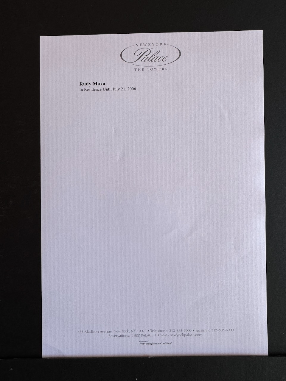 Palace New York stationery image 3