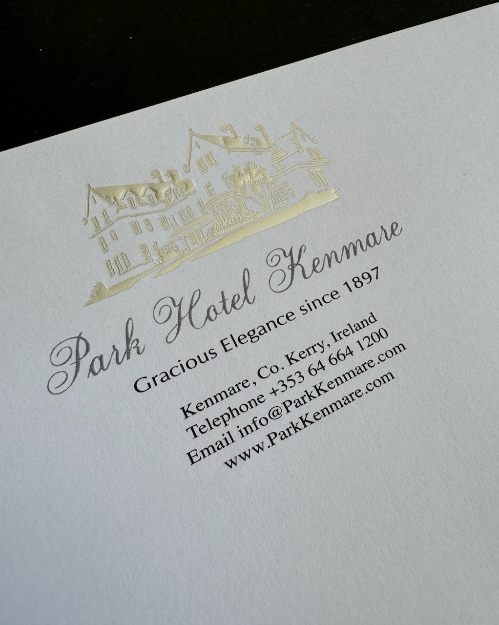 Park Kenmare Hotel Kerry stationery image 1