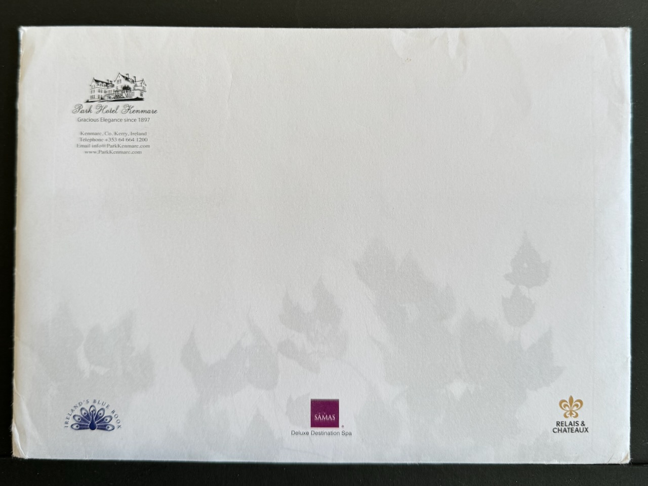 Park Kenmare Hotel Kerry stationery image 5