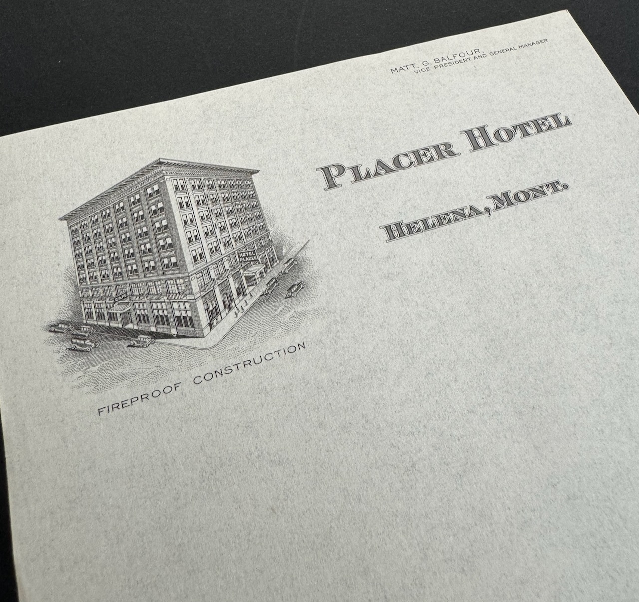 Placer Hotel Helena, MT stationery image 1