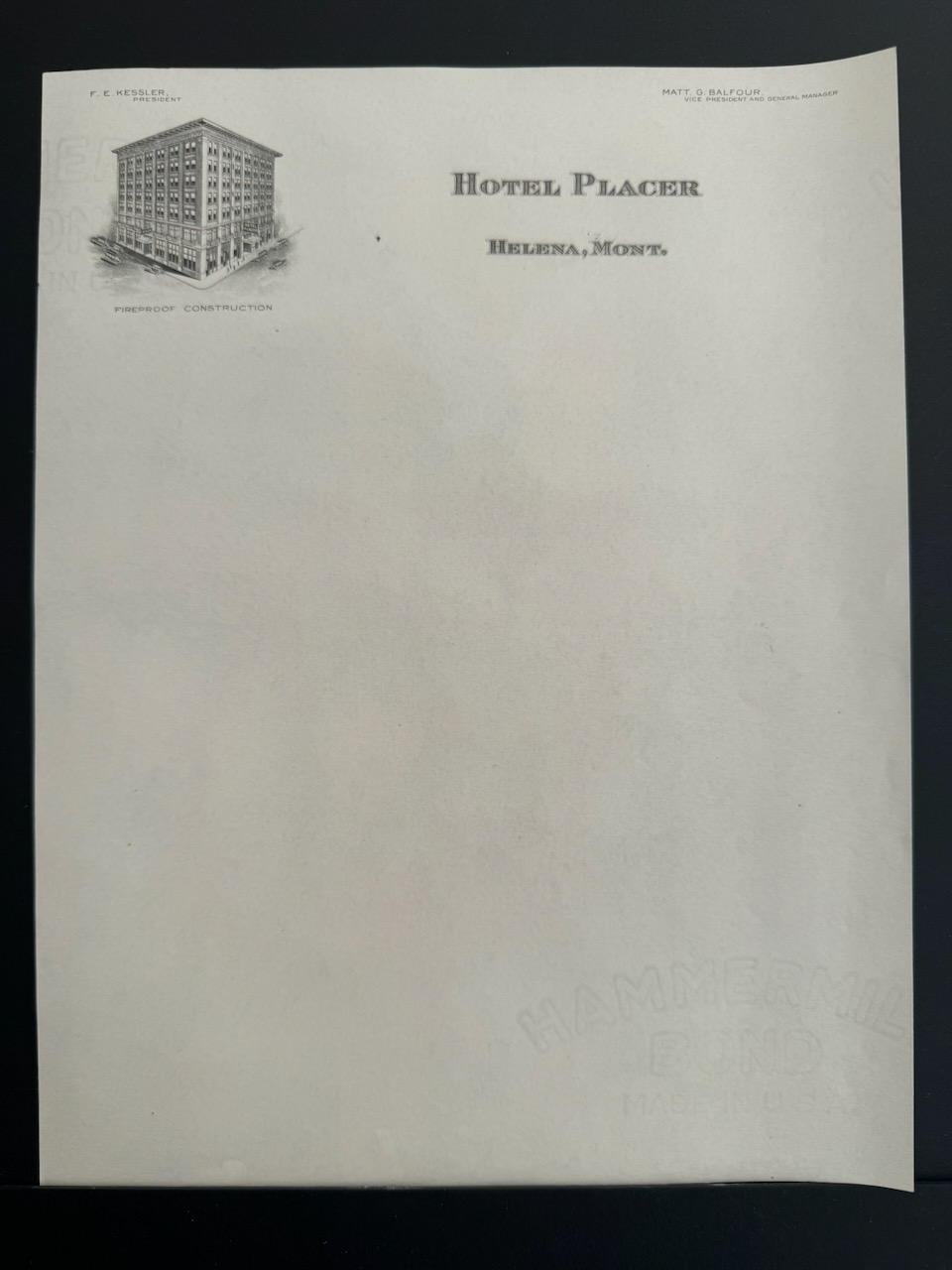 Placer Hotel Helena, MT stationery image 3