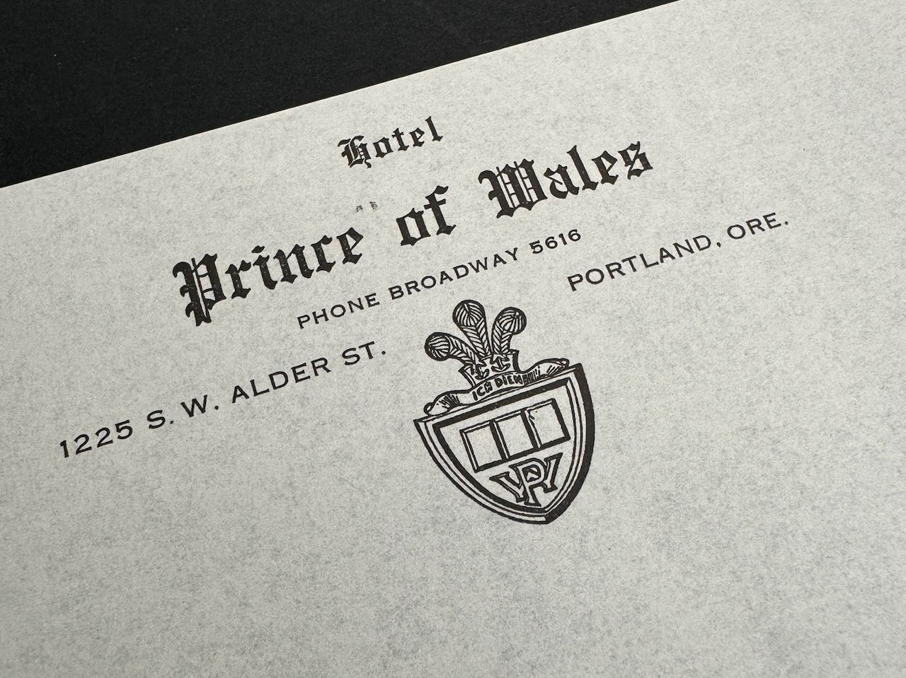 Prince of Wales Hotel Portland stationery image 1