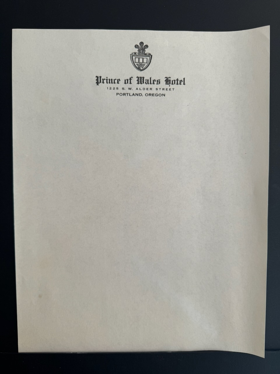 Prince of Wales Hotel Portland stationery image 2