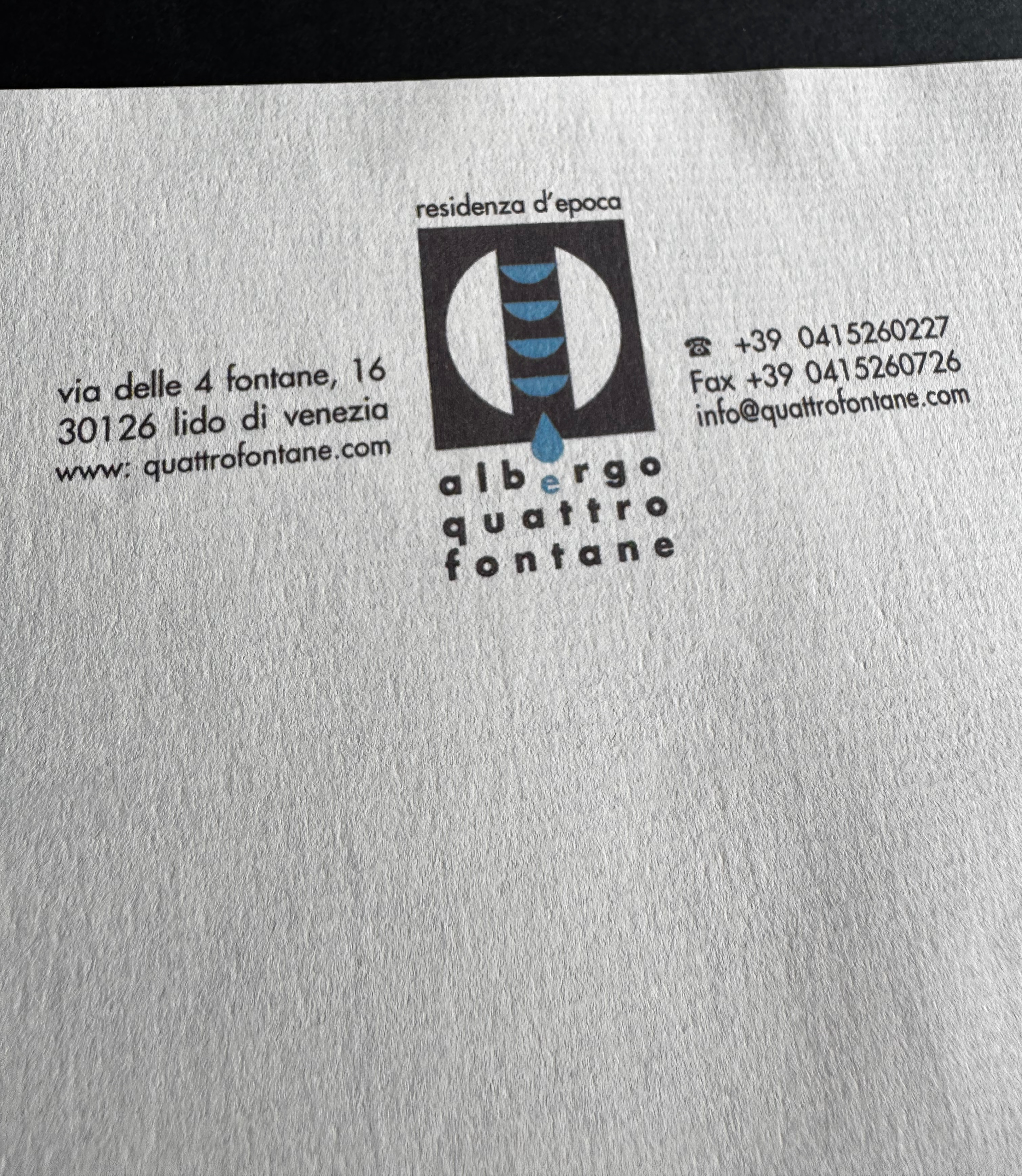 Quattro Fontane Venezia stationery image 4