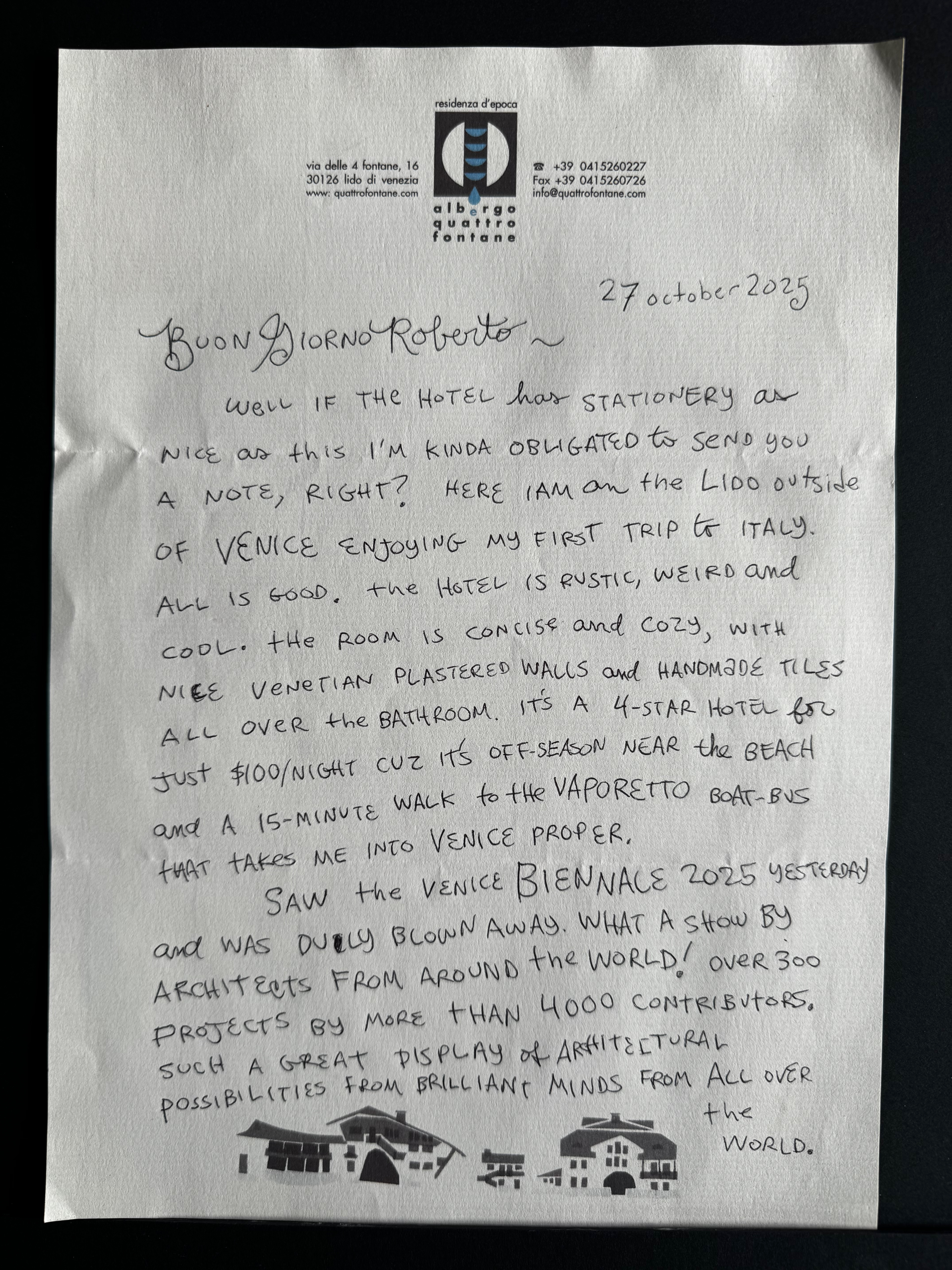 Quattro Fontane Venezia stationery image 7
