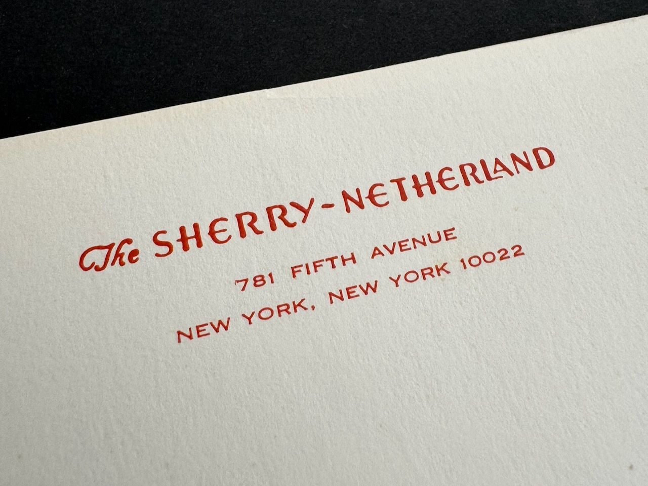 Sherry Netherland NYC stationery image 1