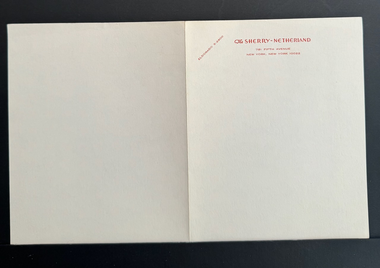Sherry Netherland NYC stationery image 3