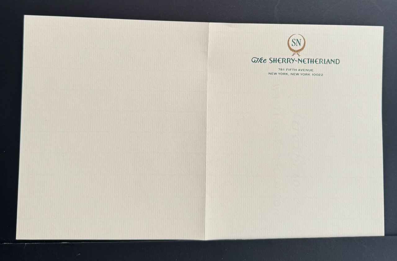 Sherry Netherland NYC stationery image 11