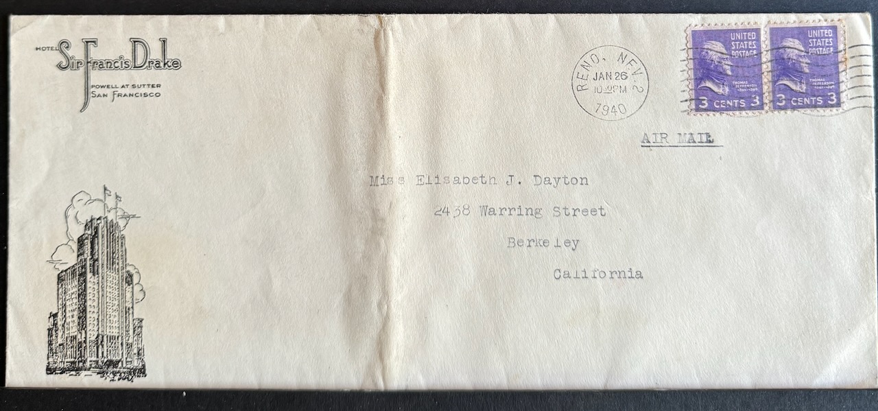 Sir Francis Drake Hotel San Francisco stationery image 5