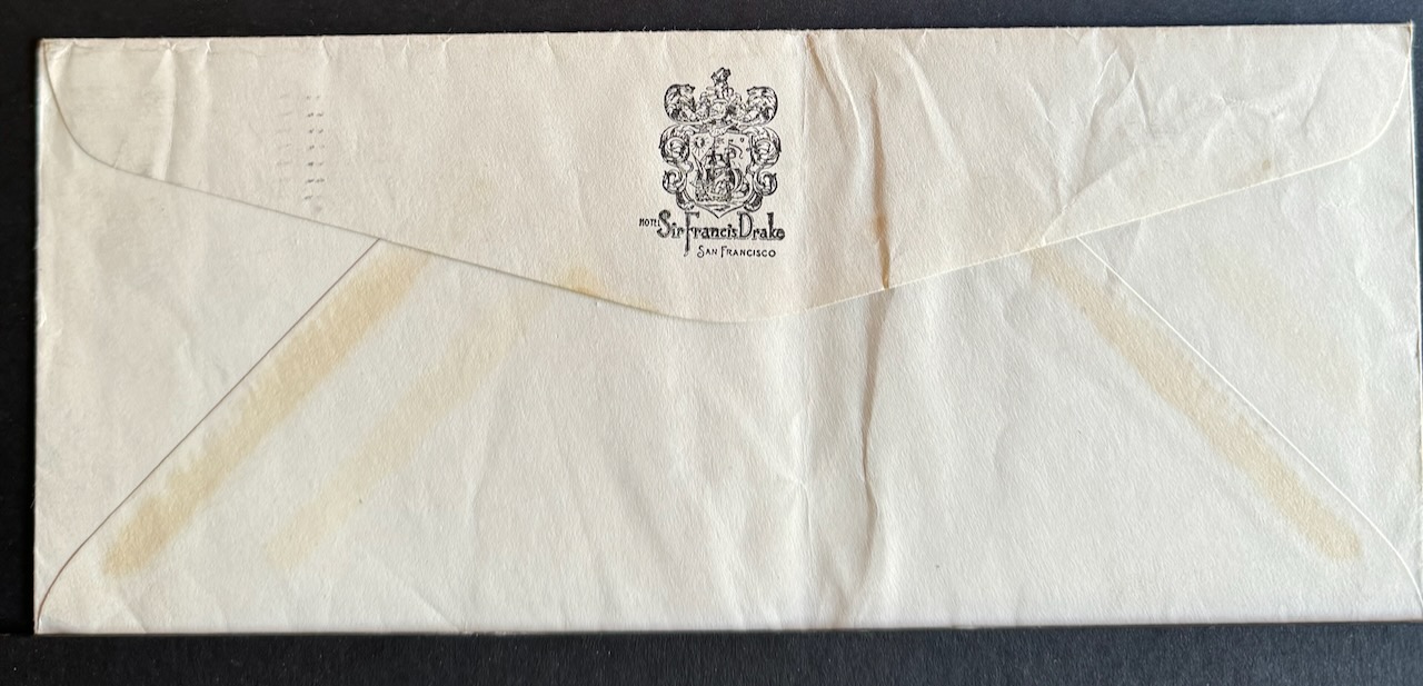 Sir Francis Drake Hotel San Francisco stationery image 7