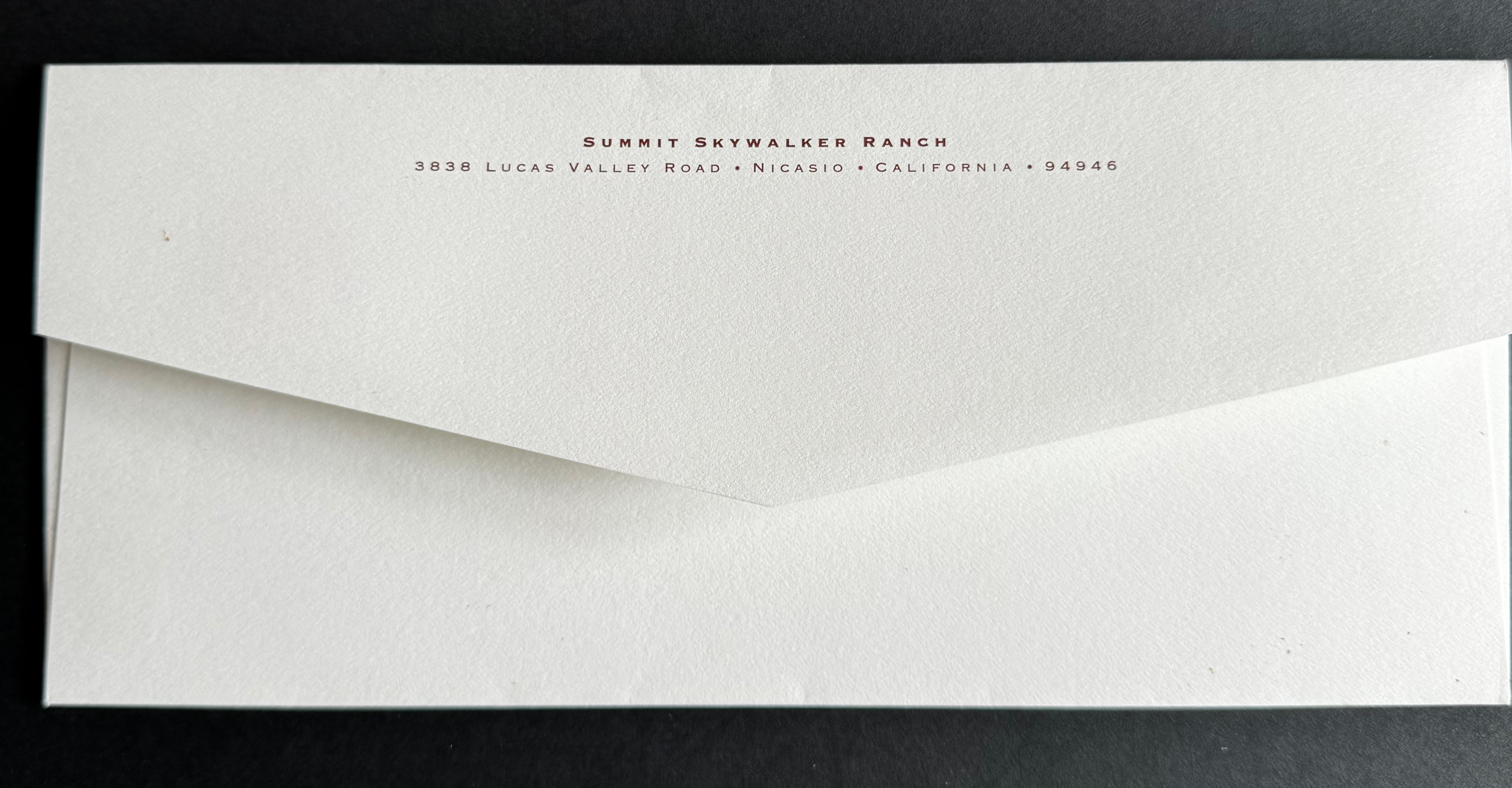 Skywalker Ranch California stationery image 4