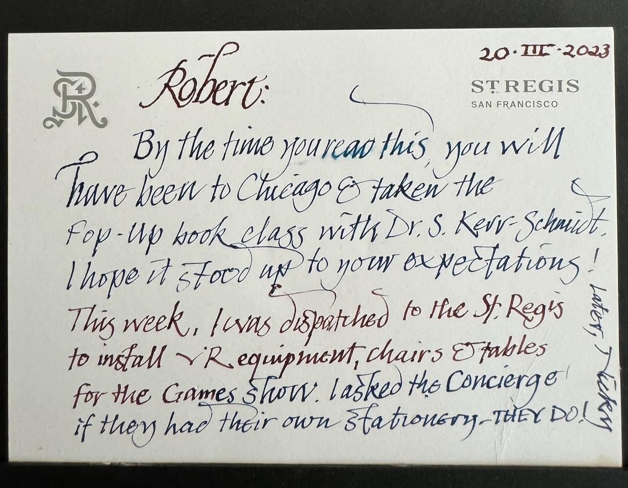 St. Regis San Francisco stationery image 3