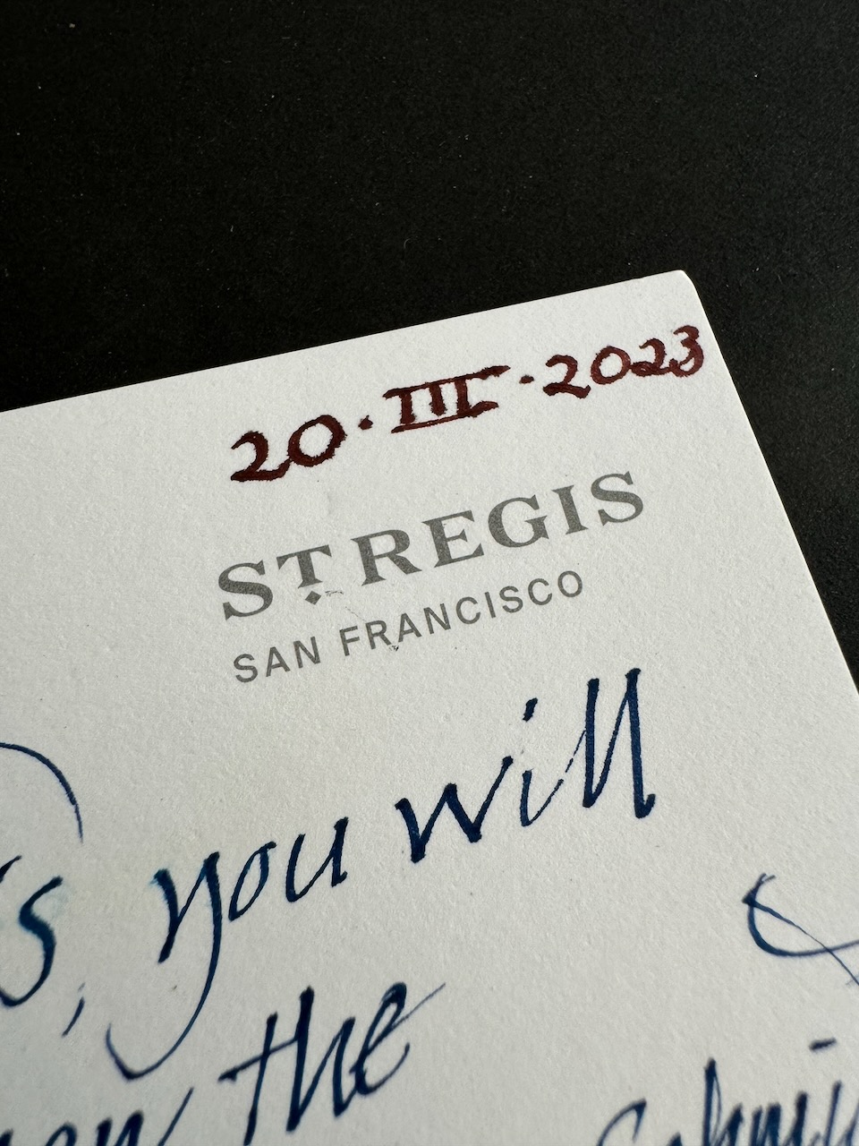 St. Regis San Francisco stationery image 4
