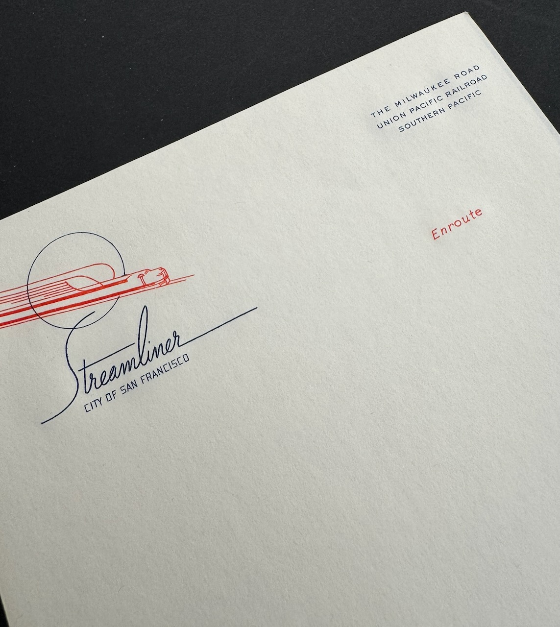 Streamliner City of San Francisco Train stationery image 1