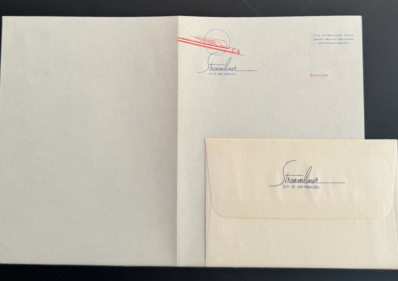 Streamliner City of San Francisco Train stationery image 3