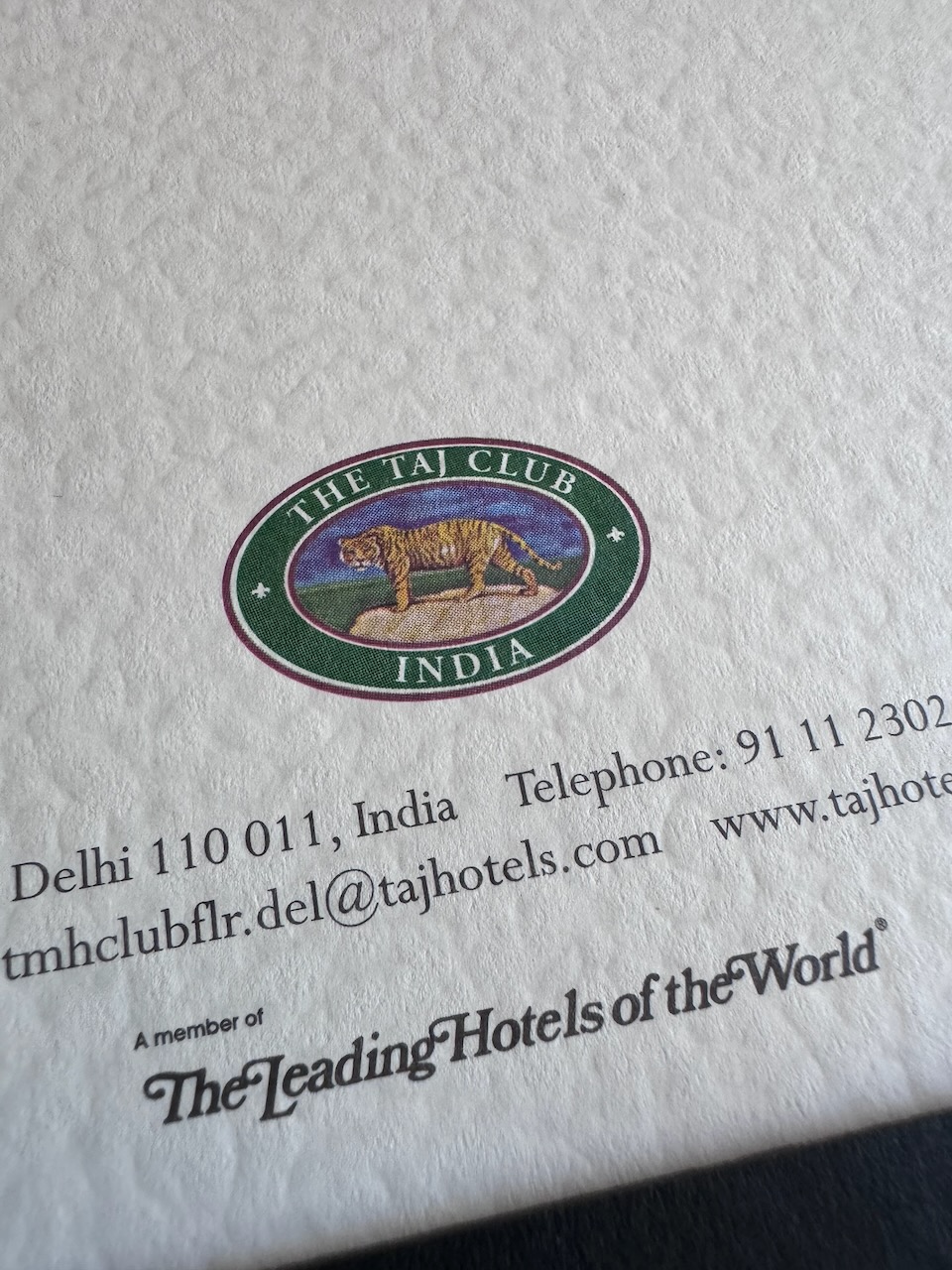 The Taj Mahal Hotel New Delhi stationery image 3