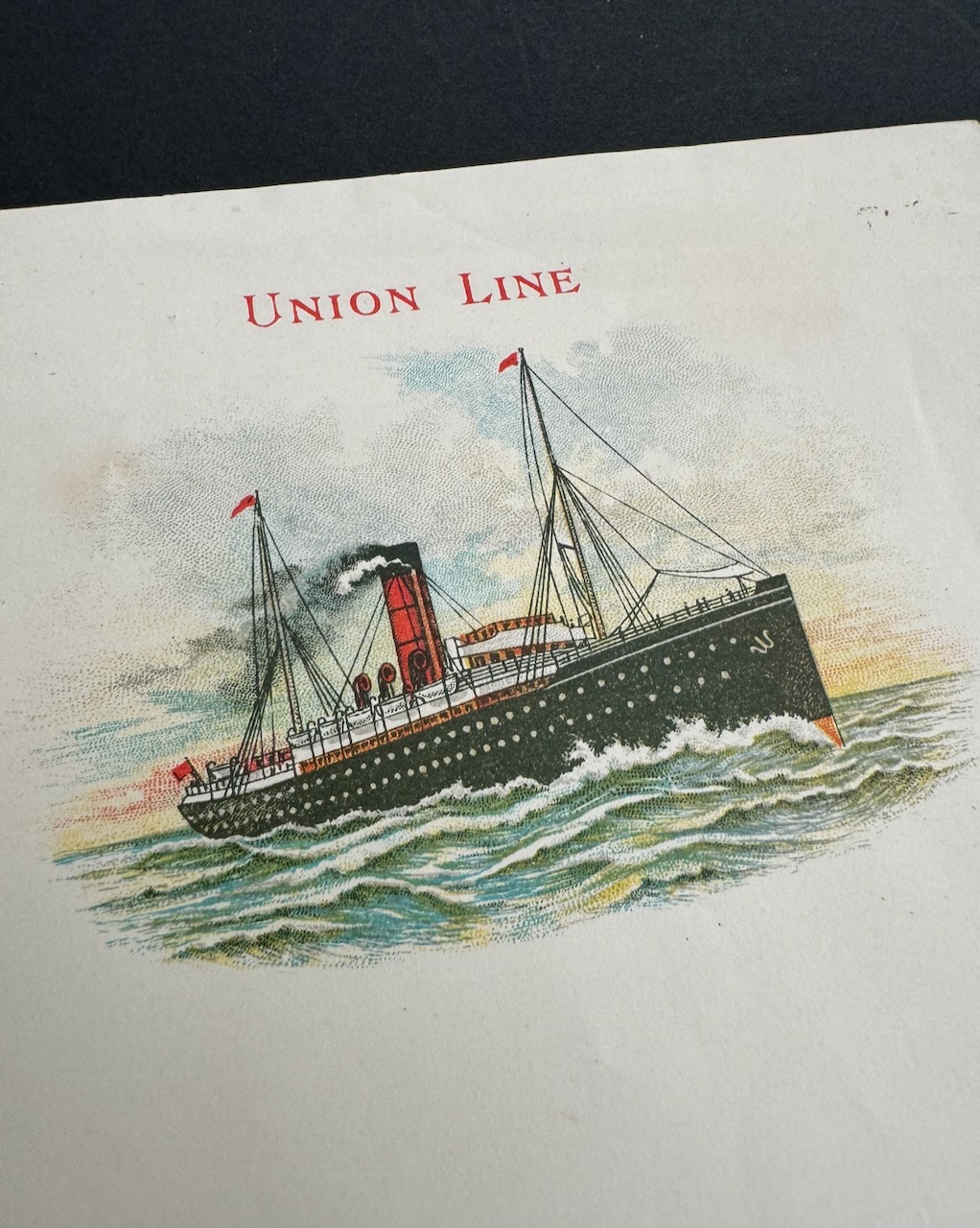 Union Line Steamship stationery image 1